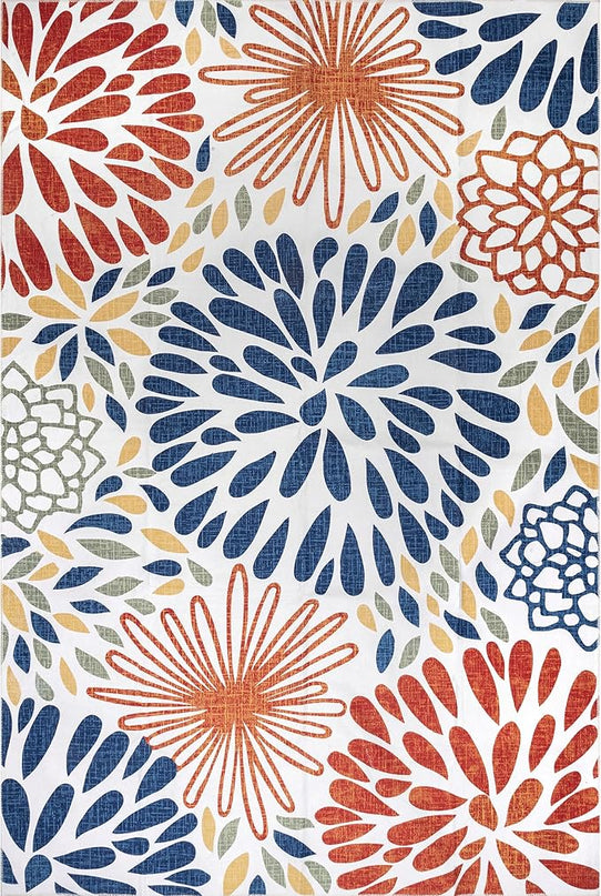 nuLOOM McEwen Bohemian Floral Machine Washable Ultra Thin Area Rug, 3' x 5', Multi - LeafyLoom
