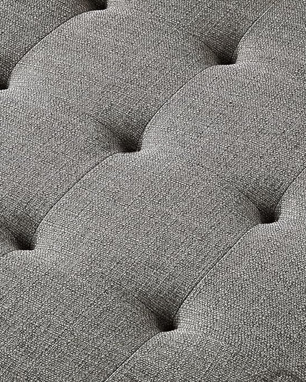 24KF Large Square Upholstered Tufted Linen Ottoman Coffee Table, Large Footrest Ottoman with Solid Wood Shelf-Granite - LeafyLoom