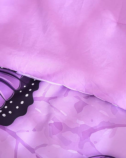 Btargot 3 Piece Purple Butterfly Girls Kids Adults Full Size Comforter Set, Lightweight Soft All Season Bedding Set with 2 Pillowcases - LeafyLoom