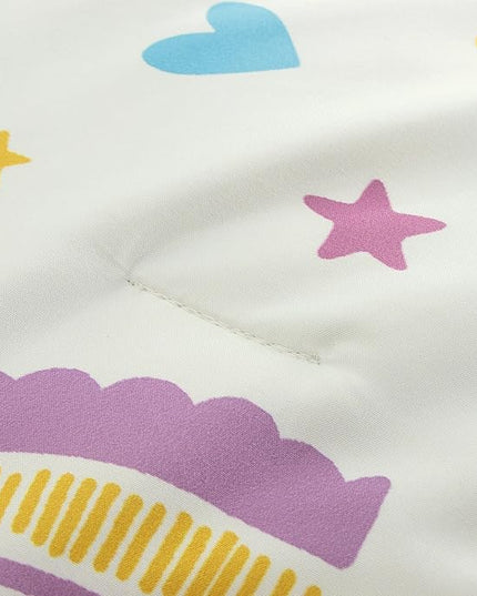 Btargot Lightweight Soft 3 Piece Rainbow Comforter Set with 2 Pillow Covers, Cartoon Love Hearts Suns and Stars Bedding Set for Girls Boys Kids, Full Purple - LeafyLoom
