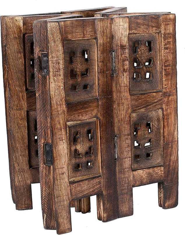 Light & Pro Burnt Round End Table, 12x12 - Octangle, 12 Inch High, Mango Wood, Bohemian Style, 10 lbs Load Capacity - LeafyLoom