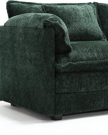 5 Seater L Shaped Convertible Modular Sectional Sofa with Reversible Chaise, Minimalist Oversized Sleeper Corner Couch,Chenille Upholstered Leisure Sofá for Living Room Office, Emerald 112.2" - LeafyLoom