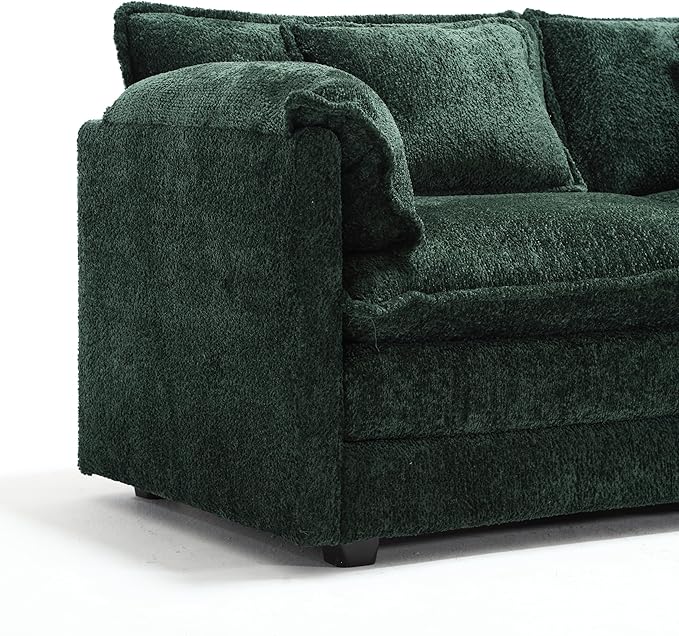 5 Seater L Shaped Convertible Modular Sectional Sofa with Reversible Chaise, Minimalist Oversized Sleeper Corner Couch,Chenille Upholstered Leisure Sofá for Living Room Office, Emerald 112.2" - LeafyLoom