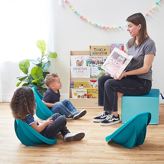 ECR4Kids Leaf Floor Seat, Rocker Chair, Turquoise, 6-Piece - LeafyLoom