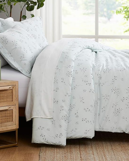 Southshore Fine Living, Inc. 3-Piece Full/Queen Comforter Set, Down Alternative All-Season Floral Comforter with Matching Shams, Soft Flowered Bedspread, Full or Queen Bedding, Sweet Florals Blue - LeafyLoom