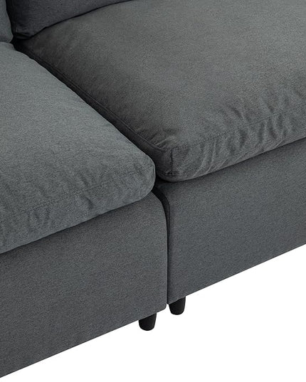 104.3" L-Shaped Convertible Sectional Sofa with Reversible Sleeper Chaise, Down Filled Upholstery Corner Couch w/Armrest for Living Room, Apartment, Office, Dark Gray, 104.3 Inch - LeafyLoom