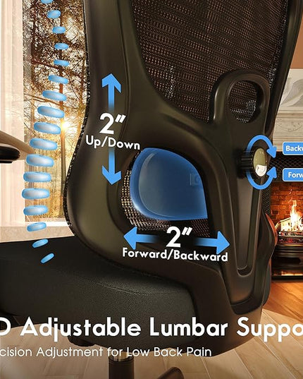 Ergonomic Office Chair,Home Office Chair with Mesh Back,Multi-function Lumbar Support,Built-in Springs Seat,Executive Task Chair with 3-D Big Armrests,Tilt Function,Computer Desk Chair (Black) - LeafyLoom