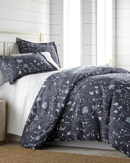 Southshore Fine Living, Inc. 3-Piece Oversized King Comforter Set, Down Alternative All-Season Comforter with Matching Shams, Soft Floral Bedspread for King or Cal King Beds, Secret Meadow Blue - LeafyLoom