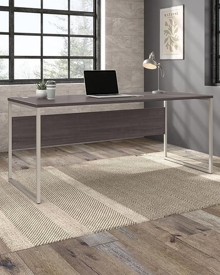 Bush Business Furniture HYD373SG Hybrid 72-Inch Computer Table Desk with Metal Legs, Storm Gray - LeafyLoom