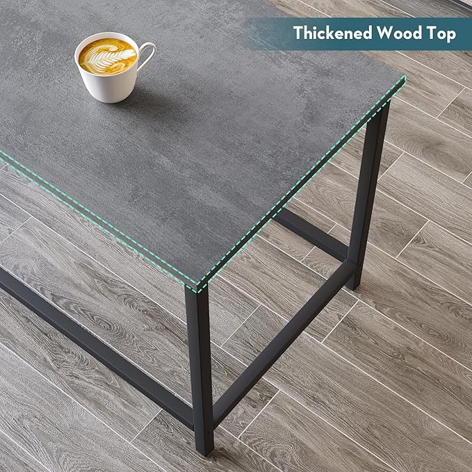 SAYGOER Small Rectangular Coffee Table Simple Modern Open Design Minimalist Center Table for Living Room Small Spaces, Easy Assembly, 31.5 x 15.7 x 17.7, Gray Black - LeafyLoom