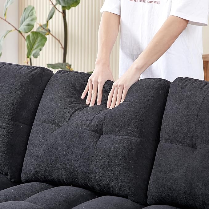 Chenille Convertible Sleeper Sectional Sofa with Reversible Storage Chaise and Pull Out Couch Bed , L Shaped Corner Sofabed with USB and tape-c Charging Ports for Living Room Office Small Places - LeafyLoom