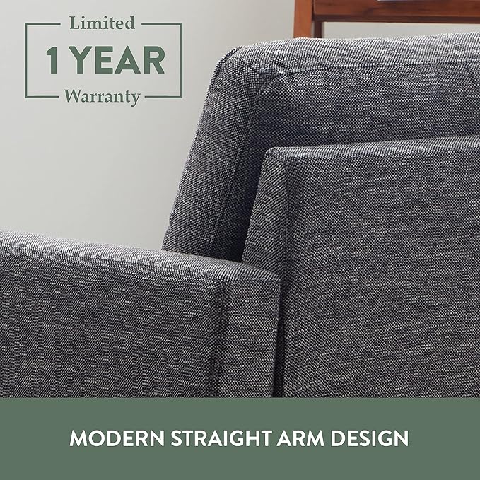 Edenbrook Archer Upholstered Couch – Couches for Living Room - Charcoal Upholstered Couch - Living Room Furniture - Small Couch - Seats Three - Straight Arm Modern Couch, Sofa, Charcoal - LeafyLoom