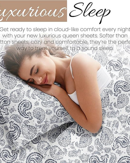 Linen Market 4 Piece Queen Bedding Sheet Set (Navy Floral) - Sleep Better Than Ever with These Ultra-Soft & Cooling Bed Sheets for Your Queen Size Bed - Deep Pocket Fits 16" Mattress - LeafyLoom