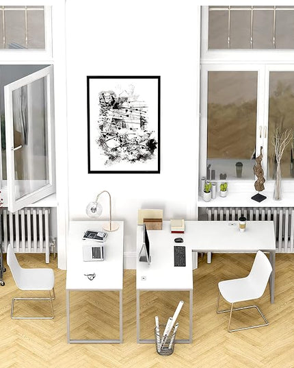 SHW Home Office 55-Inch Computer Desk, 24" Deep, White - LeafyLoom