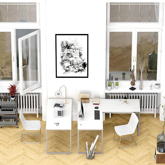 SHW Home Office 55-Inch Computer Desk, 24" Deep, White - LeafyLoom
