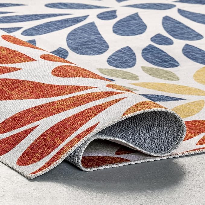 nuLOOM McEwen Bohemian Floral Machine Washable Ultra Thin Area Rug, 3' x 5', Multi - LeafyLoom