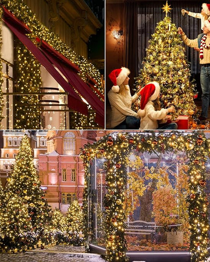Ollny Cluster Lights Christmas 1000LED 49FT, Warm White Christmas Tree Lights 8 Modes Timer Remote, Waterproof String Lights for Outdoor Indoor Outside Garland Xmas Decorations Ollny