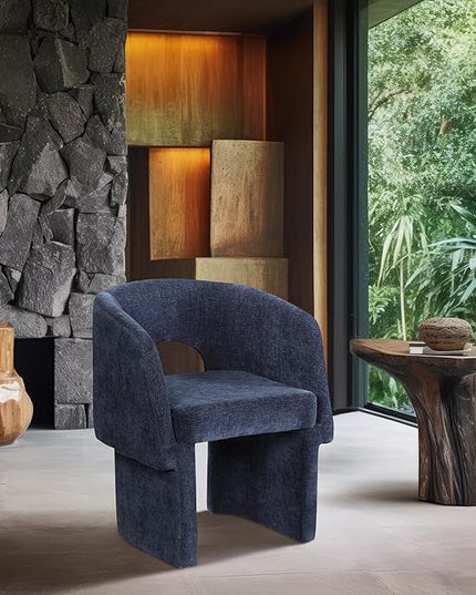Meridian Furniture Emmet Collection Modern | Contemporary Dining Accent Chair with Rich Fabric, Steel Inner Frame, 26" W x 23.5" D x 30" H, Navy - LeafyLoom