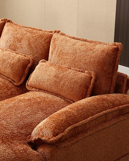 110.63" Chenille Fabric Upholstered Sectional Sofa with Double Chaises & Solid Wood Legs, U-Shape Oversized Modular Couch with 2 Layered & Detachable Seat Cushions for Living Room, Apartment - LeafyLoom