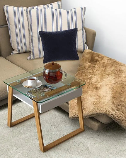 bonVIVO Small Side Table Can be Used as a Modern Coffee Table or for The Living Room (Glass Kitchen Table, Coffee Table for Small Spaces) - LeafyLoom