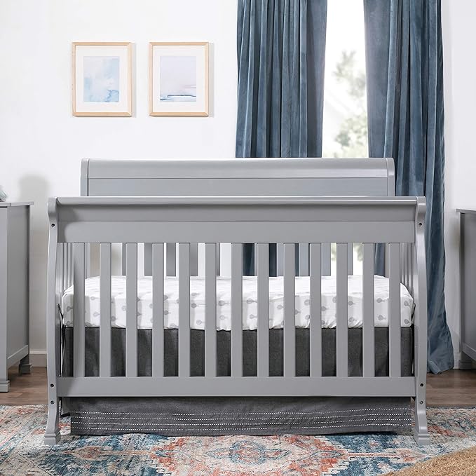 DaVinci Kalani 4-in-1 Convertible Crib in Grey, Greenguard Gold Certified - LeafyLoom