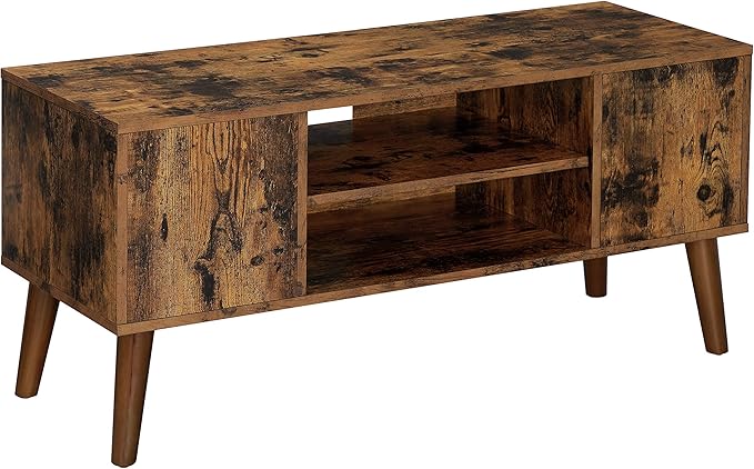 VASAGLE Retro TV Stand for Televisions up to 42 Inches, Mid-Century Modern Entertainment Center, 43.4”, Rustic Brown - LeafyLoom