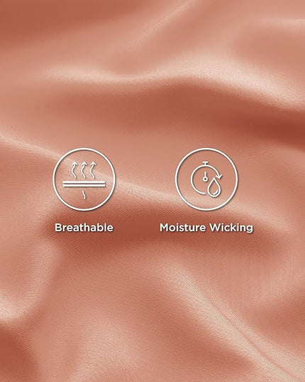 Bedsure King Size Sheet Set, Cooling Sheets King, Rayon Derived from Bamboo, Deep Pocket Up to 16", Breathable & Soft Bed Sheets, Hotel Luxury Silky Bedding Sheets & Pillowcases, Coral - LeafyLoom