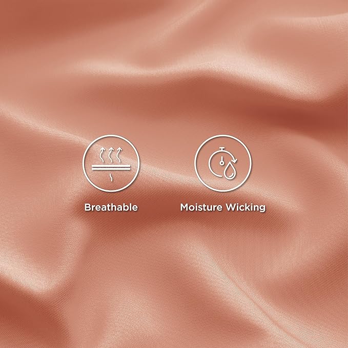 Bedsure King Size Sheet Set, Cooling Sheets King, Rayon Derived from Bamboo, Deep Pocket Up to 16", Breathable & Soft Bed Sheets, Hotel Luxury Silky Bedding Sheets & Pillowcases, Coral - LeafyLoom