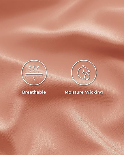 Bedsure Queen Sheets, Rayon Derived from Bamboo, Queen Cooling Sheet Set, Deep Pocket Up to 16", Breathable & Soft Bed Sheets, Hotel Luxury Silky Bedding Sheets & Pillowcases, Coral - LeafyLoom