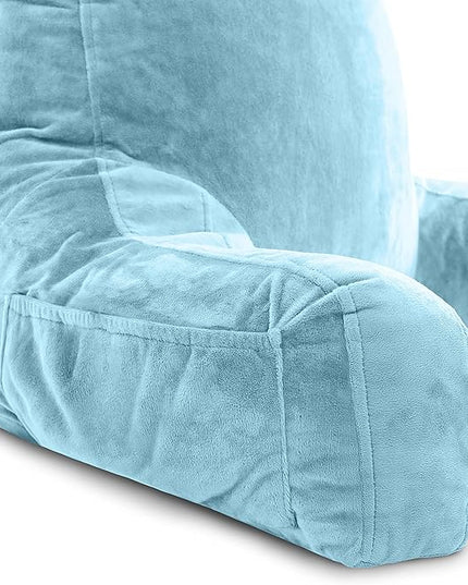Husband Pillow XXL Cover Only Carolina Blue, Microfiber Bed Rest Pillow Cover with Arms - Array of Colors, Generous Side and Back Pockets for Your Favorite Comfy Reading Pillow - LeafyLoom