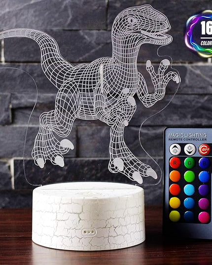 Dinosaur Night Light, 16 Colors 3D Desk Lamp Remote Control Dinosaur Toys for Kids Age 2 3 4 5 6 7 8-12 Year Old Boys Room Bedside Decor Christmas Birthday Gifts - LeafyLoom
