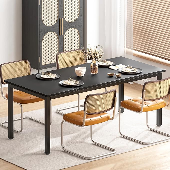 DlandHome Computer Desk, Large Executive Office Desk Computer Table Study Writing Desk Workstation for Home Office,70.8 x 31.5 inch,Black - LeafyLoom