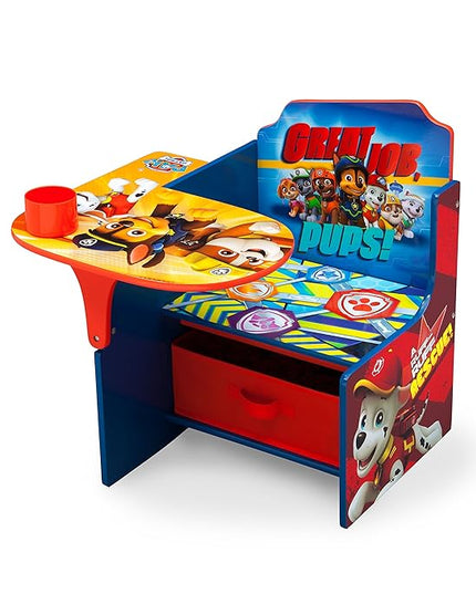 Delta Children Chair Desk with Storage Bin - Ideal for Arts & Crafts, Snack Time, Homeschooling, Homework, Reading & More, Nick Jr. PAW Patrol, with Cup Holders|Arm Rest, Engineered Wood - LeafyLoom