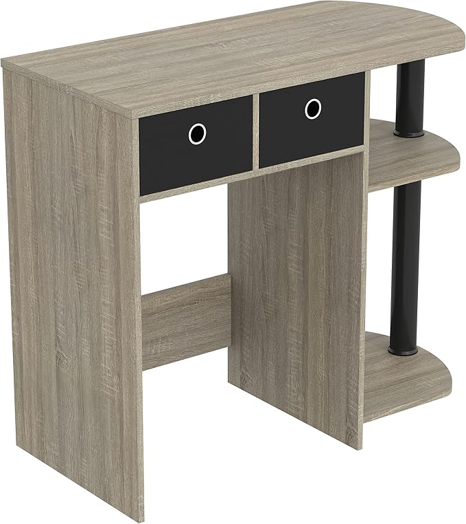 Safdie Small Computer Space-Saver Writing 2 Storage Drawers-Sturdy Study, Work Table-Compact Home, Living, Dorm Room,Bedroom, Office Modern Student, Gamer Desk, One Size, Dark Taupe - LeafyLoom
