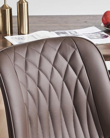YOUNIKE Brown Dining Chairs set of 2 with High Backs Mid Century Modern Kitchen & Dining Room Chairs PU Faux Leather Upholstered sillas de comedor Comfortable Large Padded Accent Chair with Metal Legs - LeafyLoom