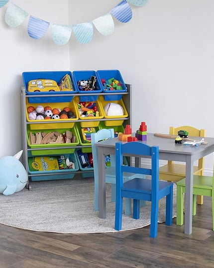 Humble Crew Toy Storage Organizer, Grey/Blue/Green/Yellow 34x11x31 inches,12x9x6 inches,16xx12x6 inches - LeafyLoom
