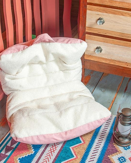 Big Joe Roma Kid's Bean Bag Chair, Oat Sherpa and Desert Rose, Vegan Suede, 2 feet - LeafyLoom