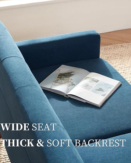 65" Loveseat Sofa, Mid Century Modern Love Seat Couches for Living Room, Comfy Upholstered Sofa Couch for Bedroom, Tufted Design 2 Seater Love Seat Sofa for Small Spaces (Linen-Blue) - LeafyLoom