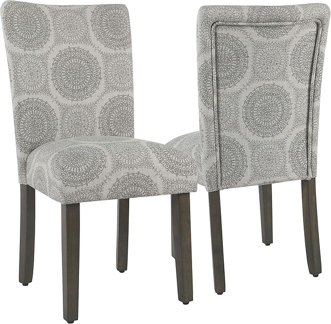 HomePop Parsons Classic Upholstered Accent Dining Chair, Set of 2, Grey Medallion - LeafyLoom