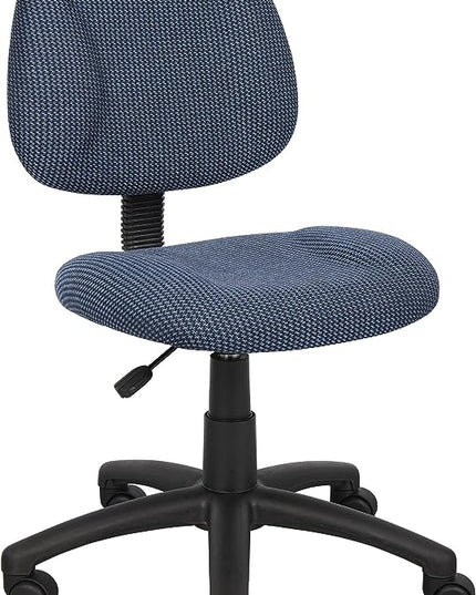 Boss Office Products Perfect Posture Delux Fabric Task Chair without Arms in Blue - LeafyLoom