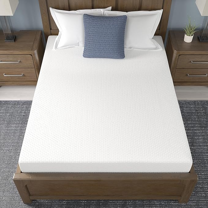 Signature Design by Ashley Twin Size Chime 8 Inch Medium Firm Gel Memory Foam Mattress with Green Tea & Charcoal Extract - LeafyLoom