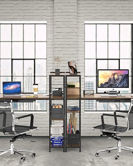 SHW 46-Inch Mission Desk with Side Shelf, 24" Deep, Walnut - LeafyLoom