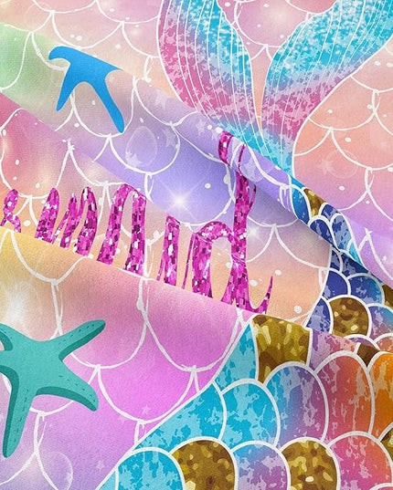 NINENINE Mermaid Comforter 5PCS Full Size Bedding Sets for Girls, Princess Comforter Sets for Girls, Glitter Bedding Set for Girls (1Comforter, 1Flat Sheet, 1Fitted Sheet, 2Pillowcases) - LeafyLoom