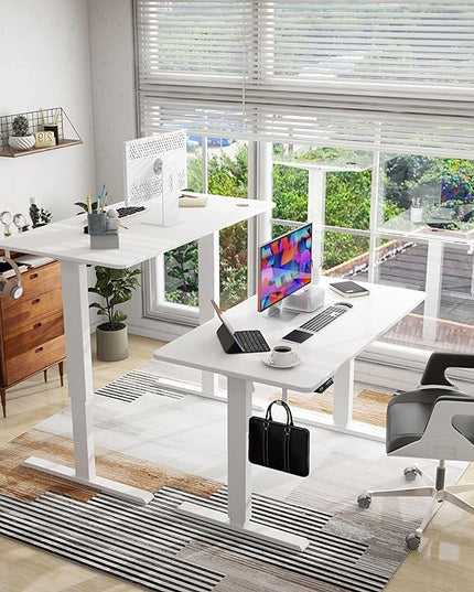 Standing Desk Adjustable Height- Whole Piece Desktop Stand Up Desk, Electric Standing Desk, Sit to Stand Desk for Home & Office Computer Desk,White - LeafyLoom