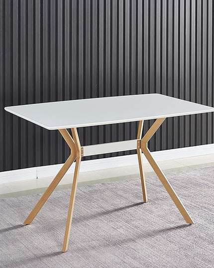 NicBex Modern Minimalist Style Dining Table MDF Anti-Scratch Top Metal Shelf Metal Heat Transfer Legs Leveling Feet for Dining Room Kitchen Office Table X 1Easy Assembly, White - LeafyLoom