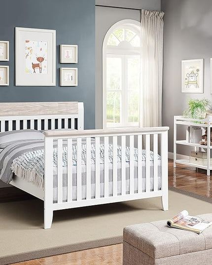 Suite Bebe Hayes 4 in 1 Convertible Crib, White and Wire Brushed Wood - LeafyLoom