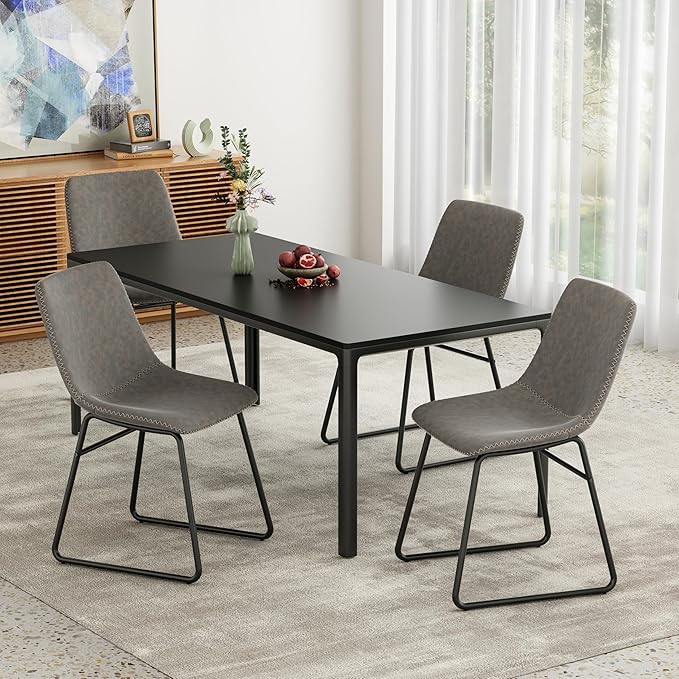 Dining Chairs Set of 4, Kitchen & Dining Room Chairs Dining Chairs Midcentury Modern Chair, Mid Century Faux Leather Dining Chair Comfortable,Dining Chair for Home - LeafyLoom