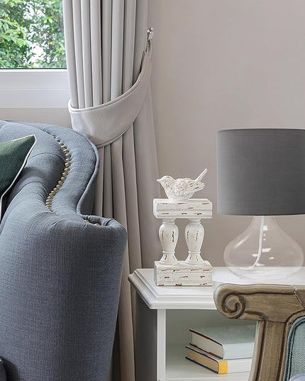 Simple Designs LT2063-CLG Small Glass Raindrop Bedside Table Lamp with Gray Fabric Shade, Clear - LeafyLoom