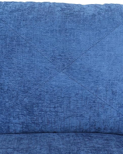 ROOMTEC Button L Shape Sectional Sofa Set, 5 Seat Upholstered Corner Couch with Storage Ottoman, Luxurious Linen Tufted Cushions, for Living Room, Apartment, 97inch, Blue w/Right Chaise Lounge - LeafyLoom