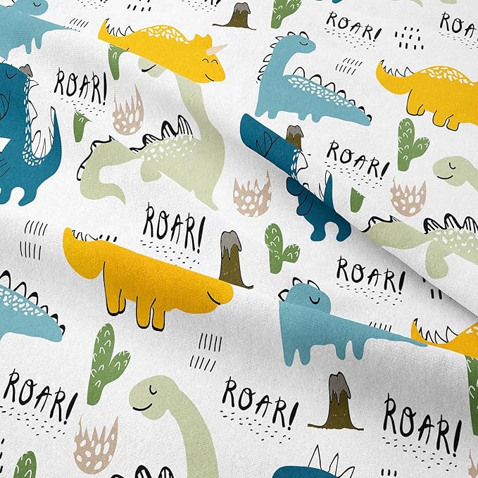 NINENINE Dinosaur Bedding Set for Kids,Queen Size Dinosaur Comforter Sets for kids boys,Blue Bedding Sets Cute Bed Set with 1 Comforter 2 Pillowcases - LeafyLoom